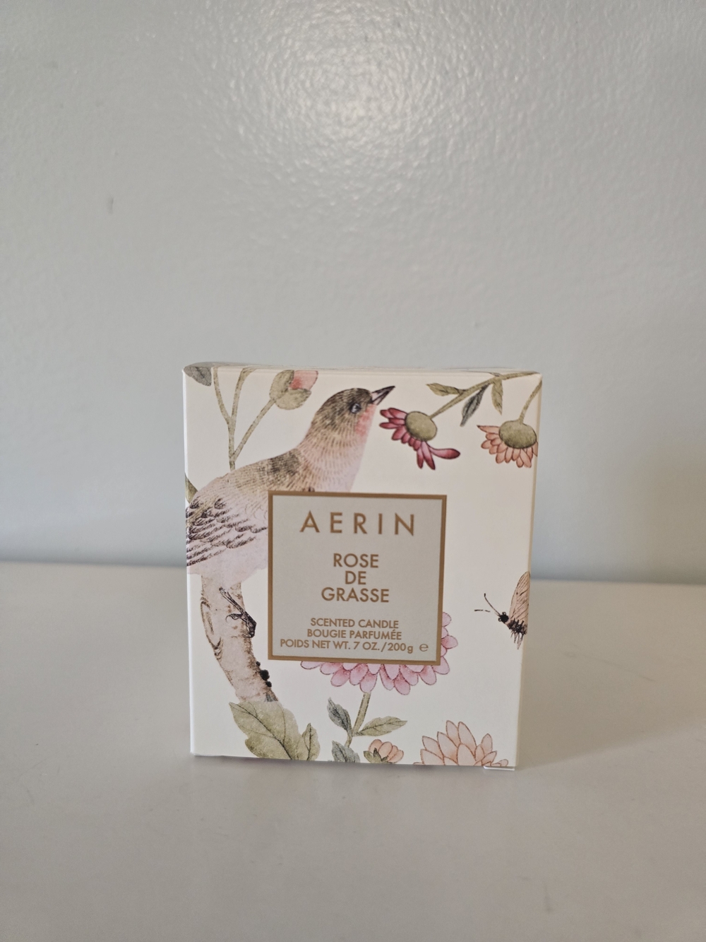 Aerin Rose de Grasse Scented Candle — Pink & Green Floral Box